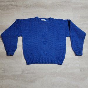 Vintage American Portrait Women's Blue Thick Knit Crew New Sweater Small